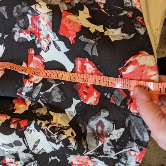 Lord & Taylor szXL foam scuba floral black fit & flare midi retro dress VGUC - Picture 6 of 8